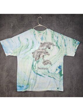 Sea World Florida Shirt Men's 2XL All Over Print Double Sided Official Merch Y2K